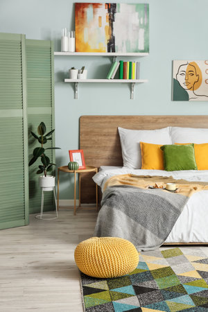 Interior of modern stylish bedroomの写真素材