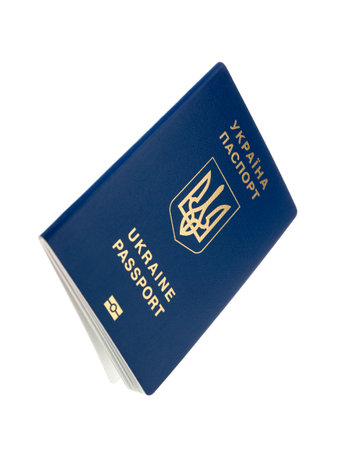 Ukrainian passport on white backgroundの写真素材