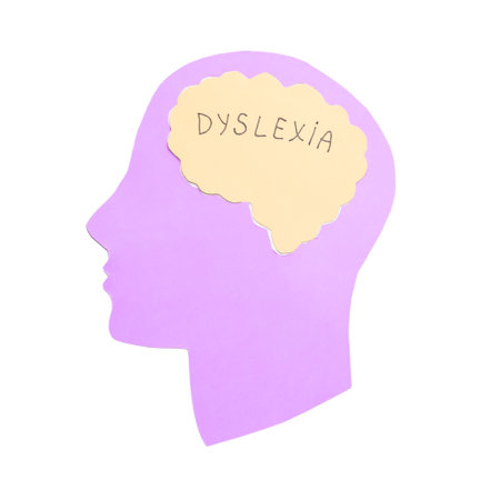 Paper human head with word DYSLEXIA on white backgroundの写真素材