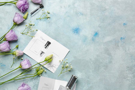 Perfume sample on color backgroundの写真素材