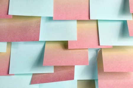 Color blank sticky notes as backgroundの写真素材