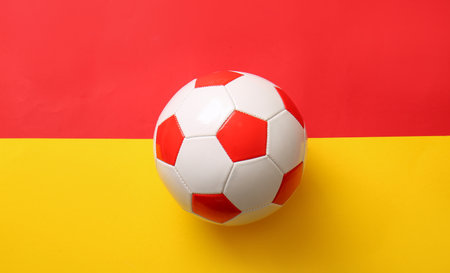 soccer ball on color backgroundの写真素材