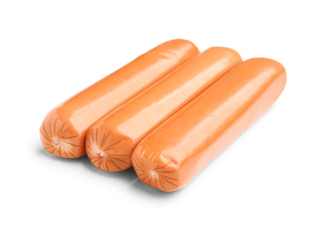 Tasty sausage isolated on white backgroundの写真素材
