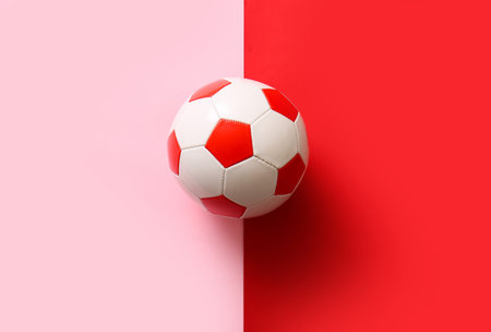 soccer ball on color backgroundの写真素材