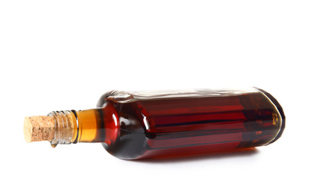 bottle of rum on white backgroundの写真素材