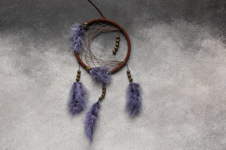 dream catcher on black and white backgroundの写真素材