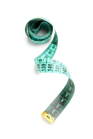 New measuring tape isolated on white backgroundの写真素材