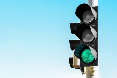 View of traffic lights city, closeup