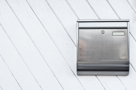 View of mailbox on building wallの写真素材