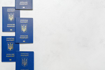 Ukrainian passport on white backgroundの写真素材
