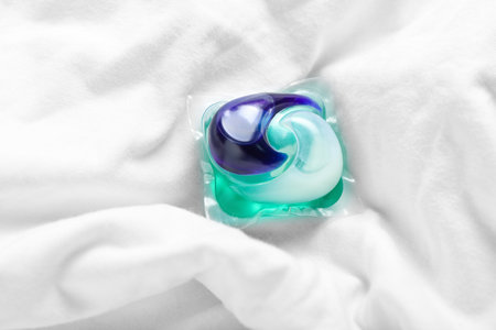 Laundry detergent on white clothes, closeupの写真素材