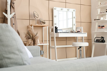 Stylish interior of modern dressing roomの写真素材