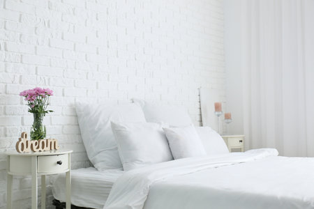 Interior of modern stylish bedroomの写真素材