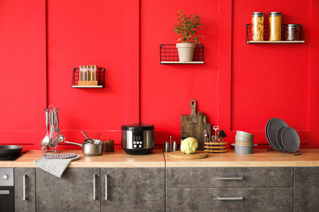 Interior of modern stylish kitchenの写真素材