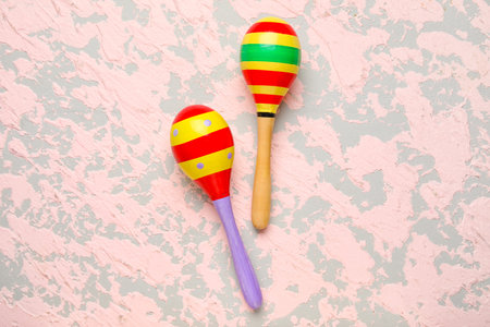 Mexican maracas on grunge background