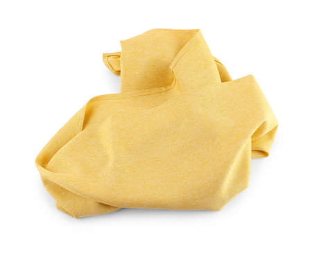Yellow fabric napkin on white backgroundの写真素材