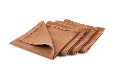 Set of folded napkins isolated on white backgroundの写真素材