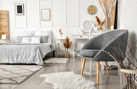 Interior of modern stylish room with armchairの写真素材