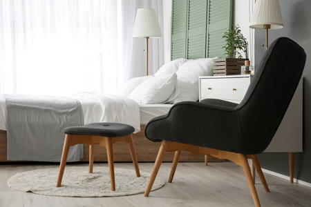 Interior of modern stylish room with armchairの写真素材