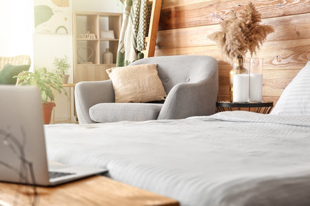 Interior of modern stylish bedroomの写真素材