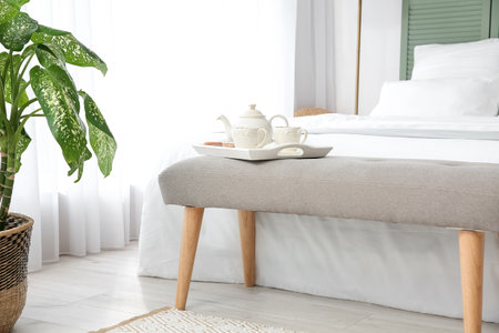 Interior of modern stylish bedroomの写真素材