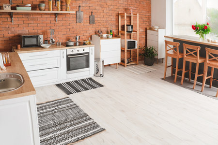 Stylish interior of modern kitchenの写真素材