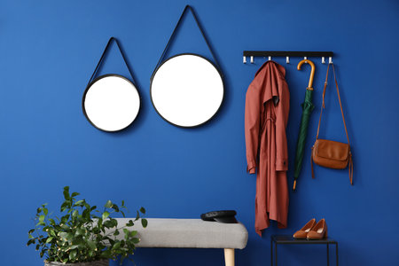 Interior of modern hallway with mirrorsの写真素材