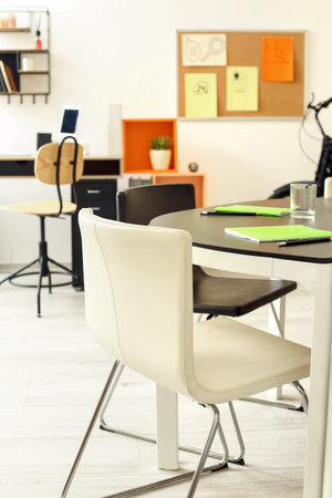 Table prepared for business meeting in officeの写真素材