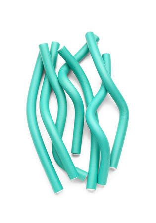 Hair curlers isolated on white backgroundの写真素材