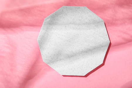 Decorative plaster podium on pink backgroundの写真素材