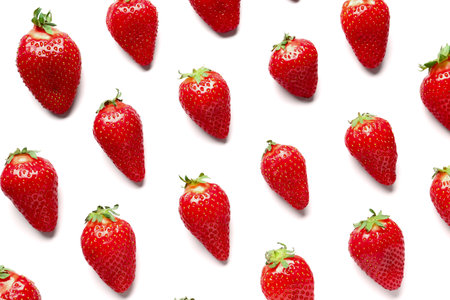 fresh strawberries on white backgroundの写真素材