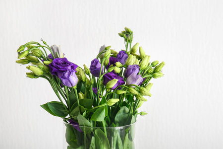 Eustoma flowers on white backgroundの写真素材