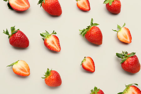 fresh strawberries on white backgroundの写真素材