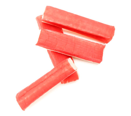 Tasty crab sticks isolated on white backgroundの写真素材
