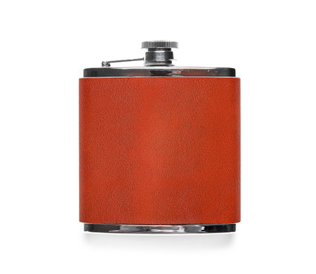 New hip flask isolated on white backgroundの写真素材