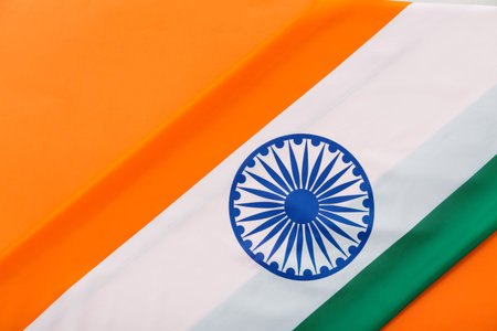 National flag of India on orange background