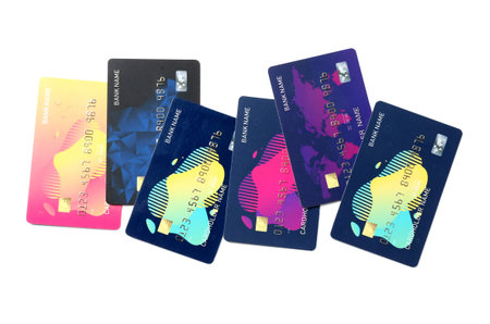 Credit cards on white background