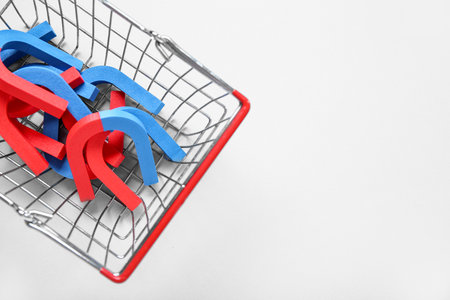 Mini trolley with magnets on white backgroundの写真素材