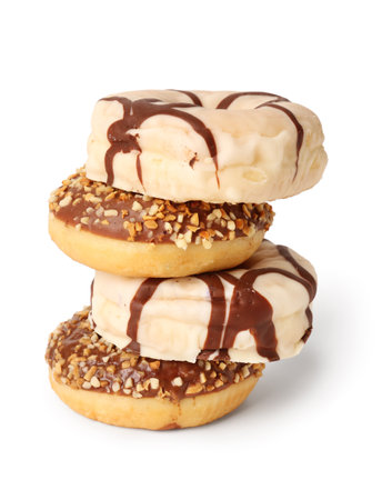 Sweet donuts on white backgroundの写真素材