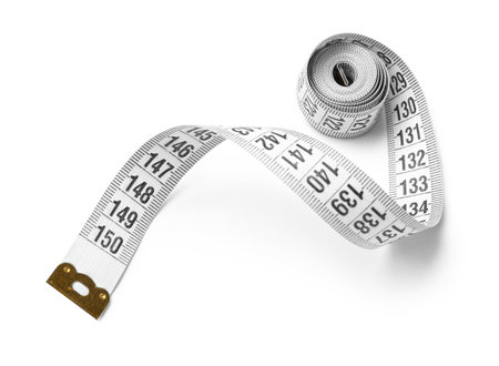 Tape measure on white backgroundの写真素材