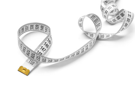 Tape measure on white background