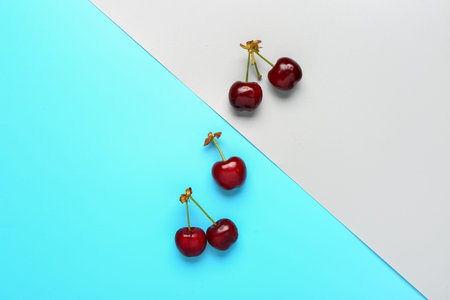 fresh cherry on colorful background
