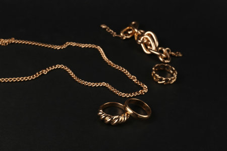 Beautiful jewelery on black backgroundの写真素材