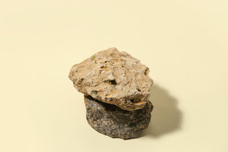 Decorative stone podiums on white background