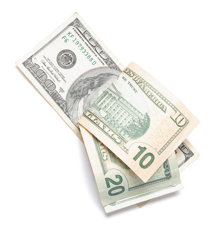 Dollar banknotes isolated on white background