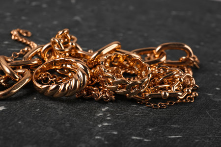 Beautiful jewelery on black backgroundの写真素材