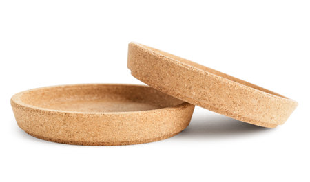 Cork plates isolated on white backgroundの写真素材