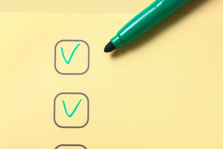 Checklist box with green marker, closeupの写真素材