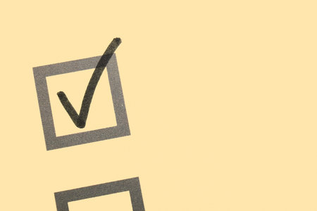 Checklist box with black mark, closeupの写真素材