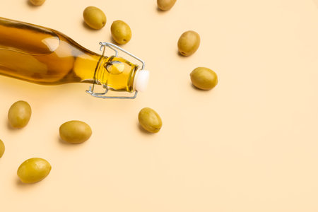 Bottle of fresh olive oilの写真素材